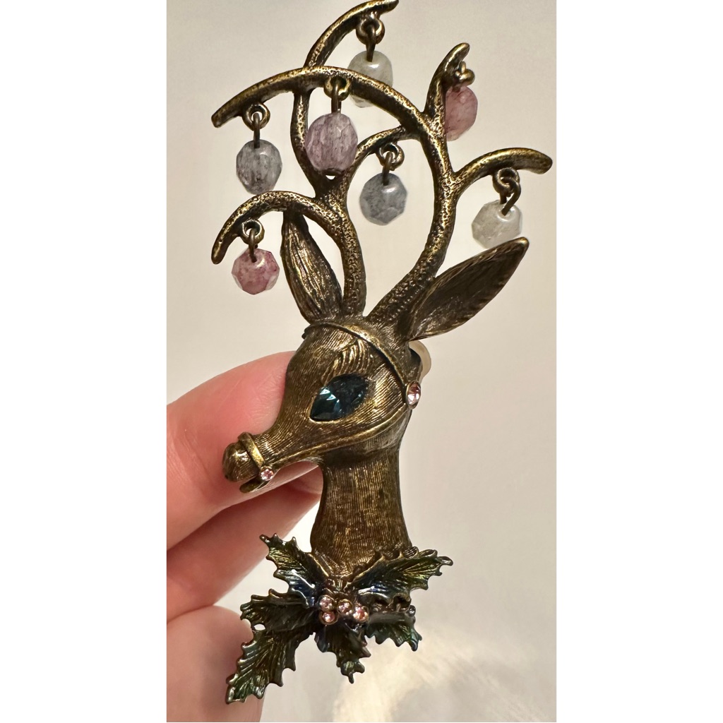 Vintage Sweet Romance Usa Christmas Reindeer Brooch Pin 45$